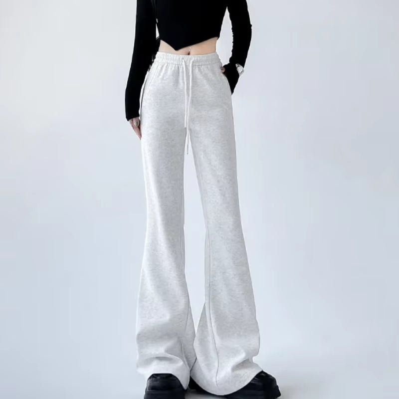 Women Drawstring Flare Pants Casual Matching Sportswear New in Lady Leggings & Wide Leg Pants Boot Cut Long Trousers Streetwear
