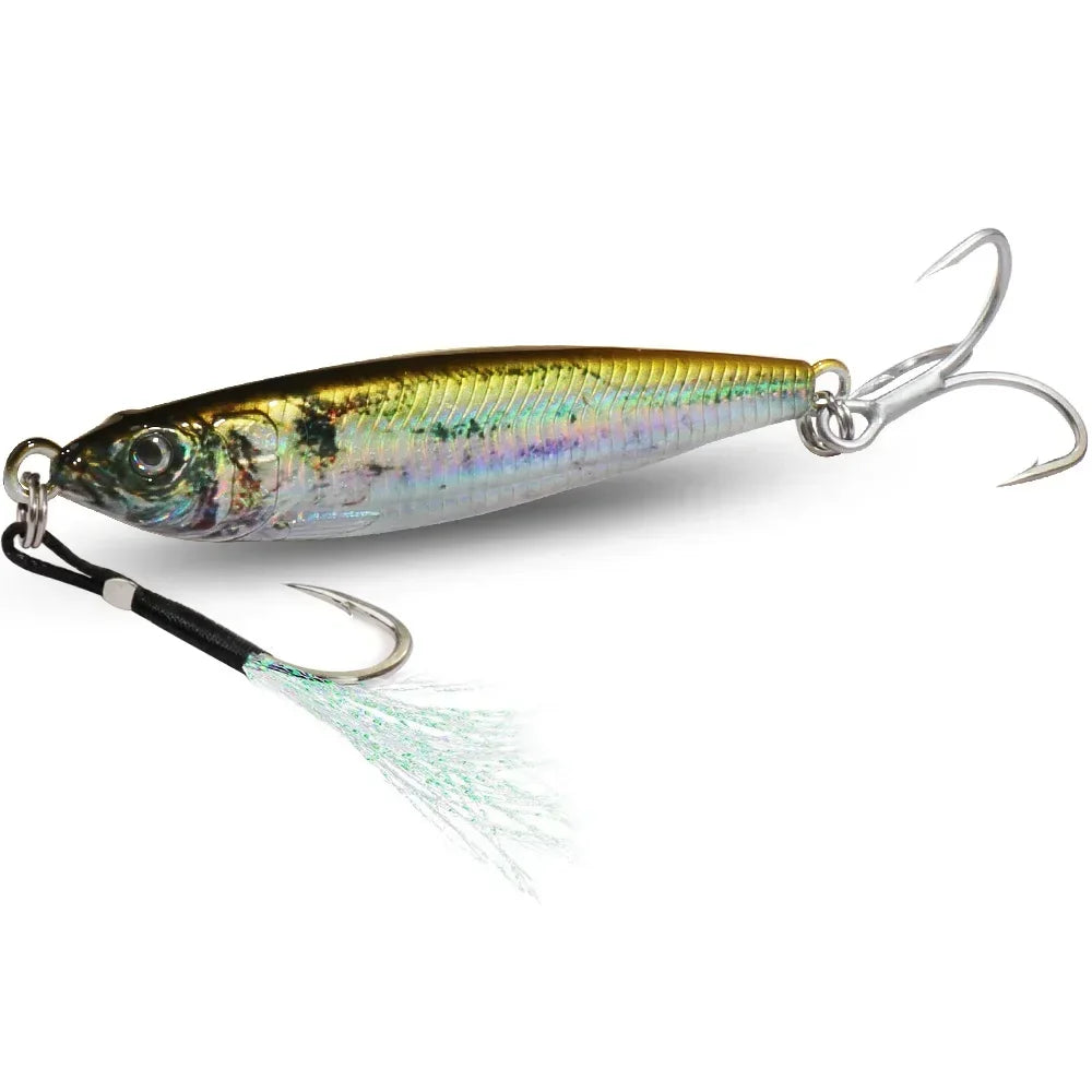Metal Jig Bait 20G 30G 40G Spinner Sinking 3D Eye Color Laser Spinning Gear Luring Cast Fishing Tackle Blade Hook Pesca VIB Lure