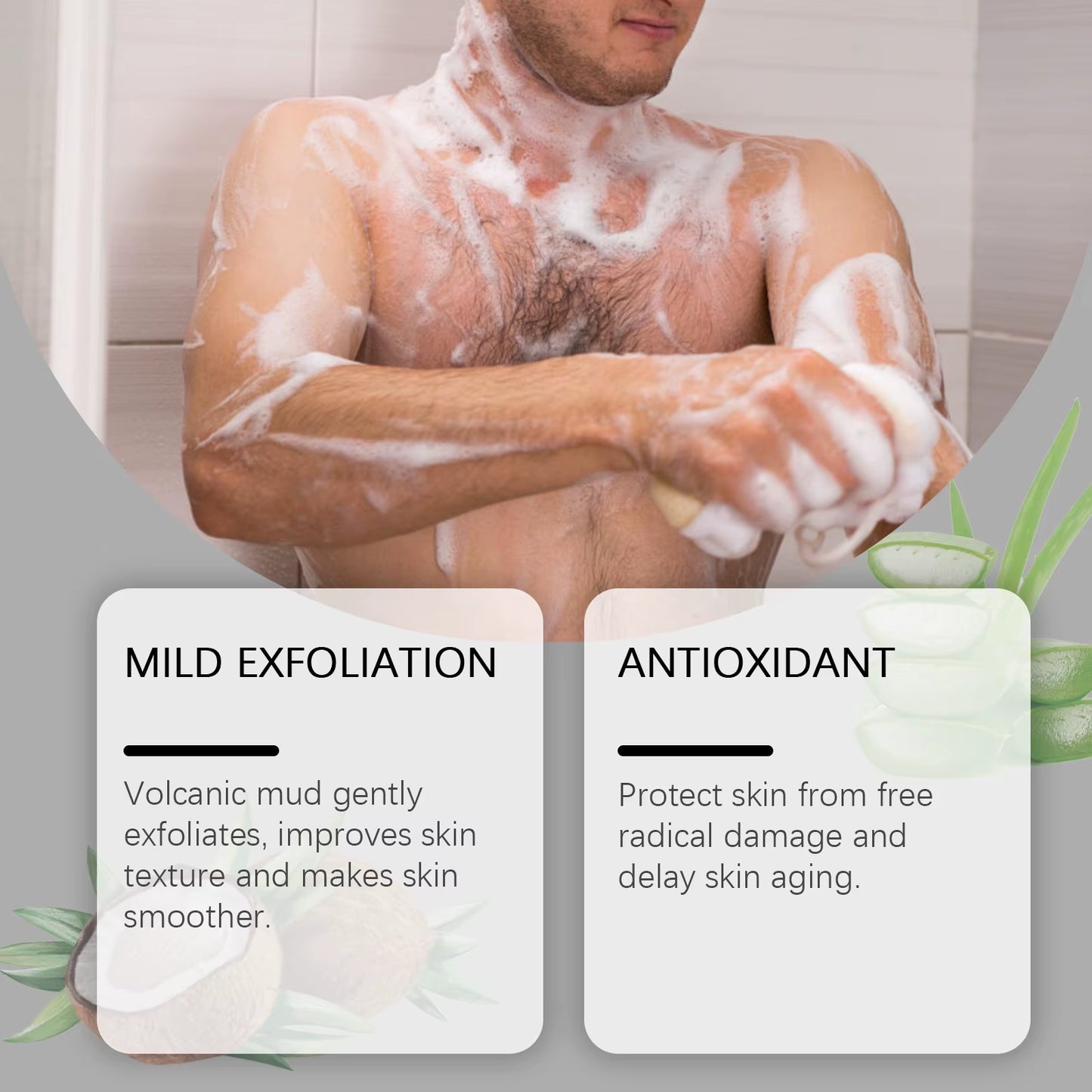 Exfoliating Body Soap Bubbles Volcanic Mud Acne Blackhead Removal Moisturizing Foaming Shrink Pores Body Cleansing Facial Soap