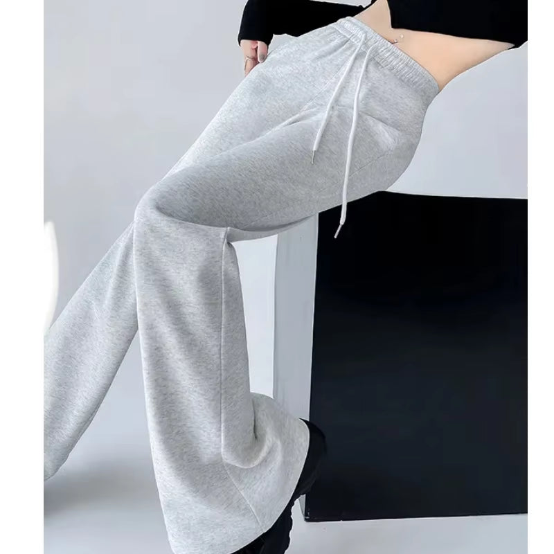 Women Drawstring Flare Pants Casual Matching Sportswear New in Lady Leggings & Wide Leg Pants Boot Cut Long Trousers Streetwear
