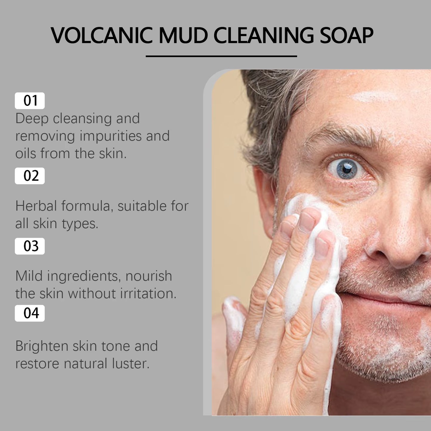 Exfoliating Body Soap Bubbles Volcanic Mud Acne Blackhead Removal Moisturizing Foaming Shrink Pores Body Cleansing Facial Soap