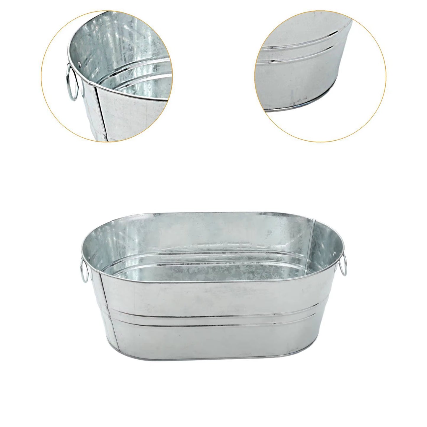 Ice Bucket Galvanized Tub Portable for Parties, Tin with Handle, Rustic, Beer