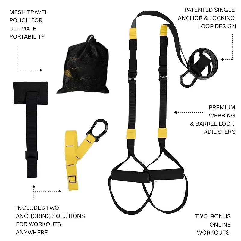 New 1 Set Suspension Training Strap Fitness Strength Power Suspension Trainer Yoga Strap Wall Mount Professional Trx Tensioner