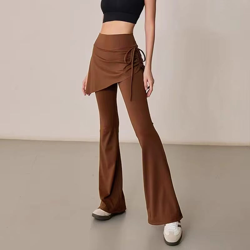 Women Drawstring Flare Pants Casual Matching Sportswear New in Lady Leggings & Wide Leg Pants Boot Cut Long Trousers Streetwear