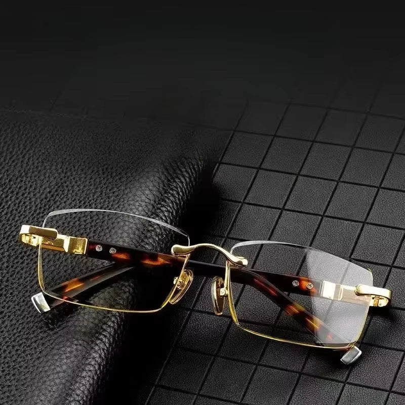 Men Reading Glasses Business Presbyopia Glasses Natural Metal Material Glasses Unisex