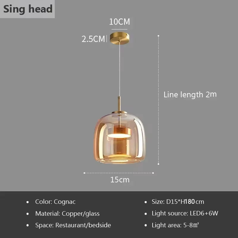 Nordic Glass LED Chandeliers Luxury Pendant Lamp Modern Minimalist Hanging Light Fixture Decorative Indoor Lighting