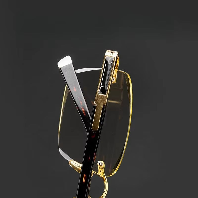 Men Reading Glasses Business Presbyopia Glasses Natural Metal Material Glasses Unisex