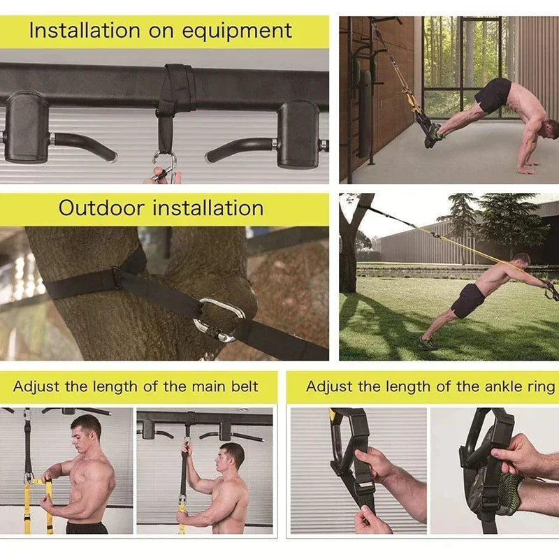 New 1 Set Suspension Training Strap Fitness Strength Power Suspension Trainer Yoga Strap Wall Mount Professional Trx Tensioner