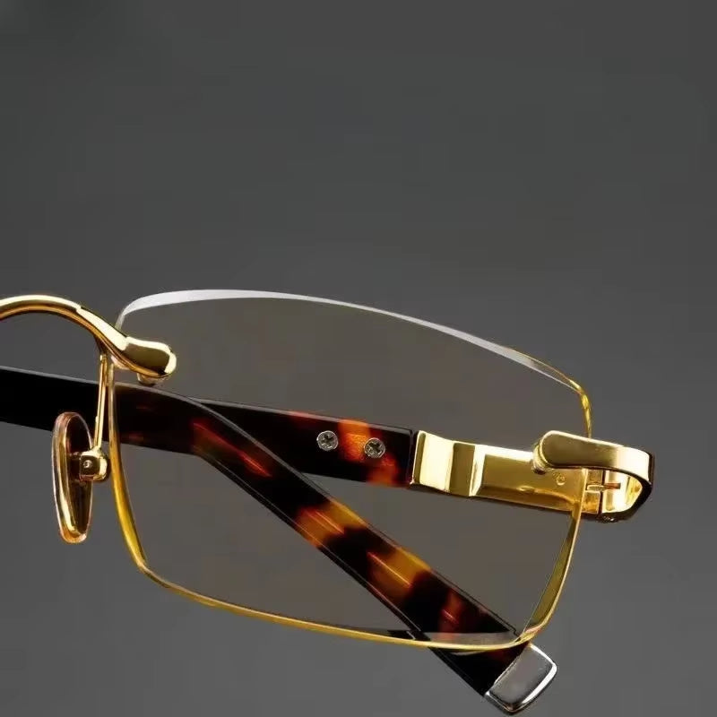 Men Reading Glasses Business Presbyopia Glasses Natural Metal Material Glasses Unisex