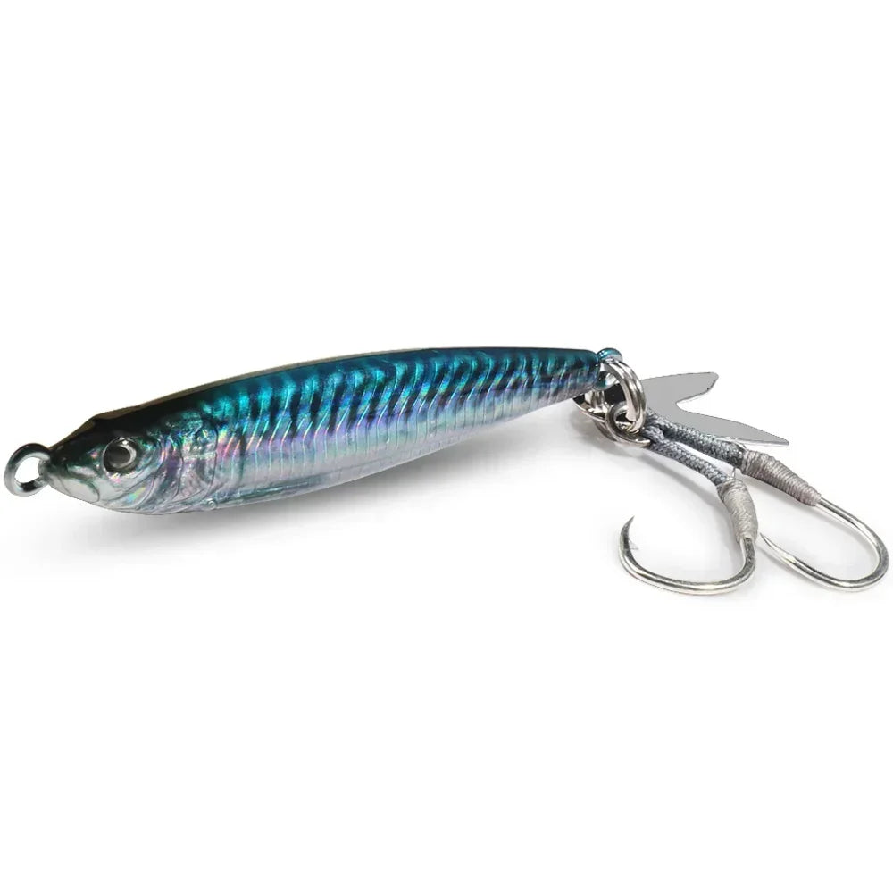 Metal Jig Bait 20G 30G 40G Spinner Sinking 3D Eye Color Laser Spinning Gear Luring Cast Fishing Tackle Blade Hook Pesca VIB Lure