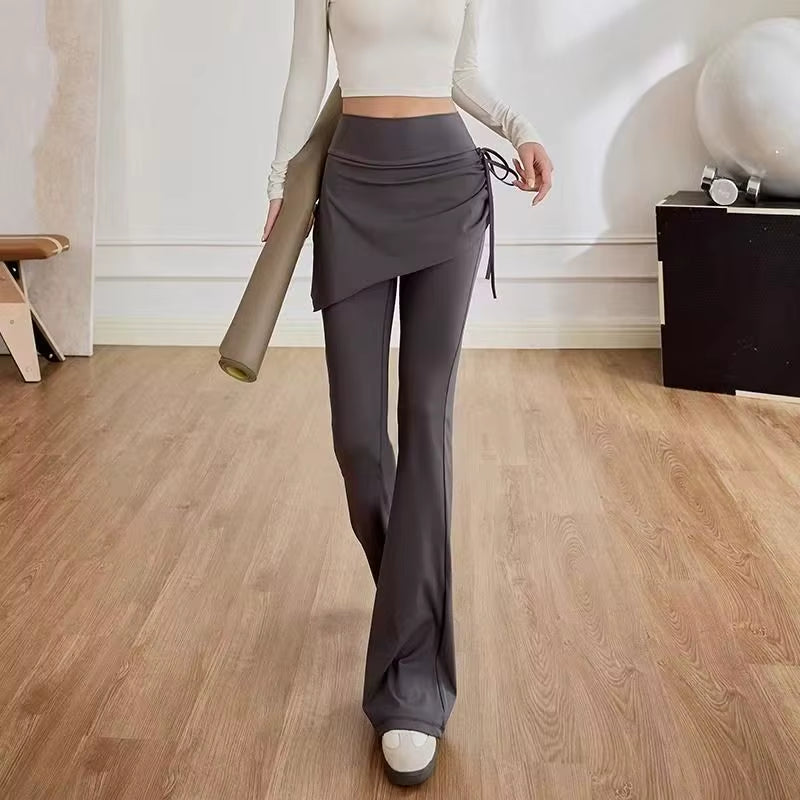 Women Drawstring Flare Pants Casual Matching Sportswear New in Lady Leggings & Wide Leg Pants Boot Cut Long Trousers Streetwear