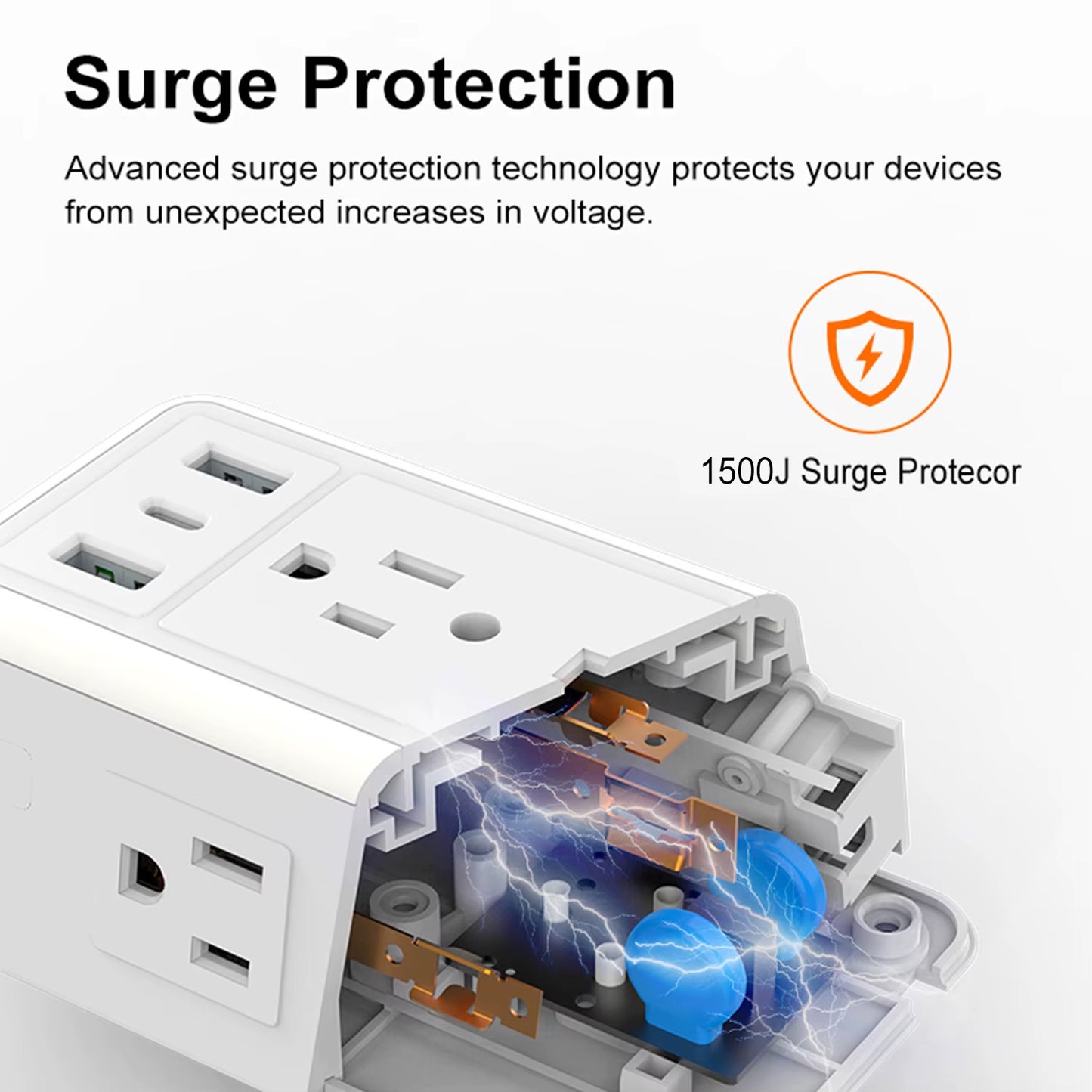 USB Wall Charger Surge Protector 6 Outlet Extender with 3 USB Charging Ports (1 USB C Outlet)And Night Light for Home, Office