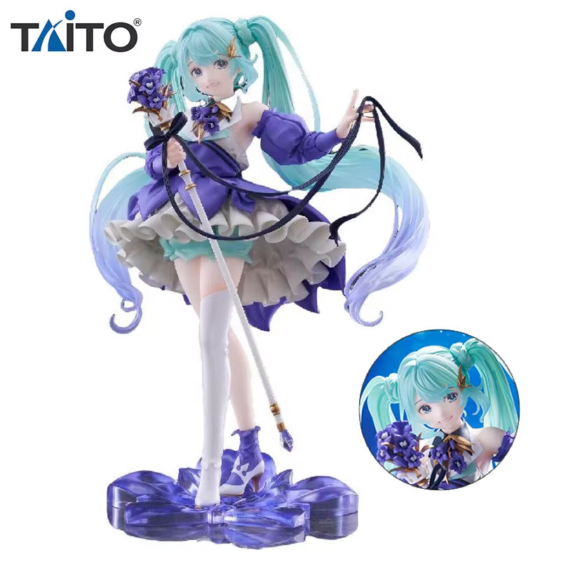 Original Taito Vocaloid Hatsune Miku 2024 Birthday Flower Ver. Figure Amp 21Cm Figurine Collectible Anime Model Toy Kid Gifts