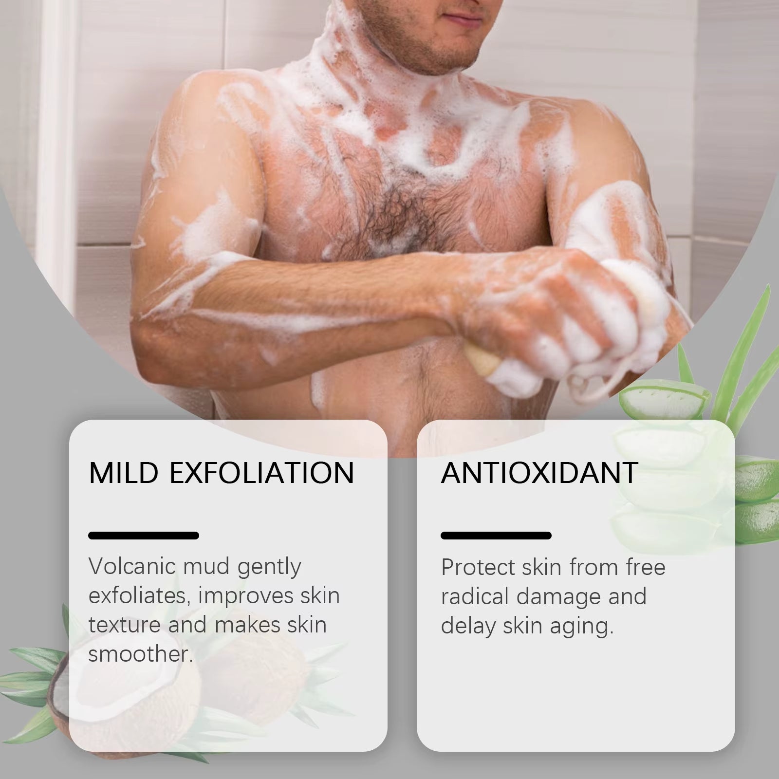 Exfoliating Body Soap Bubbles Volcanic Mud Acne Blackhead Removal Moisturizing Foaming Shrink Pores Body Cleansing Facial Soap