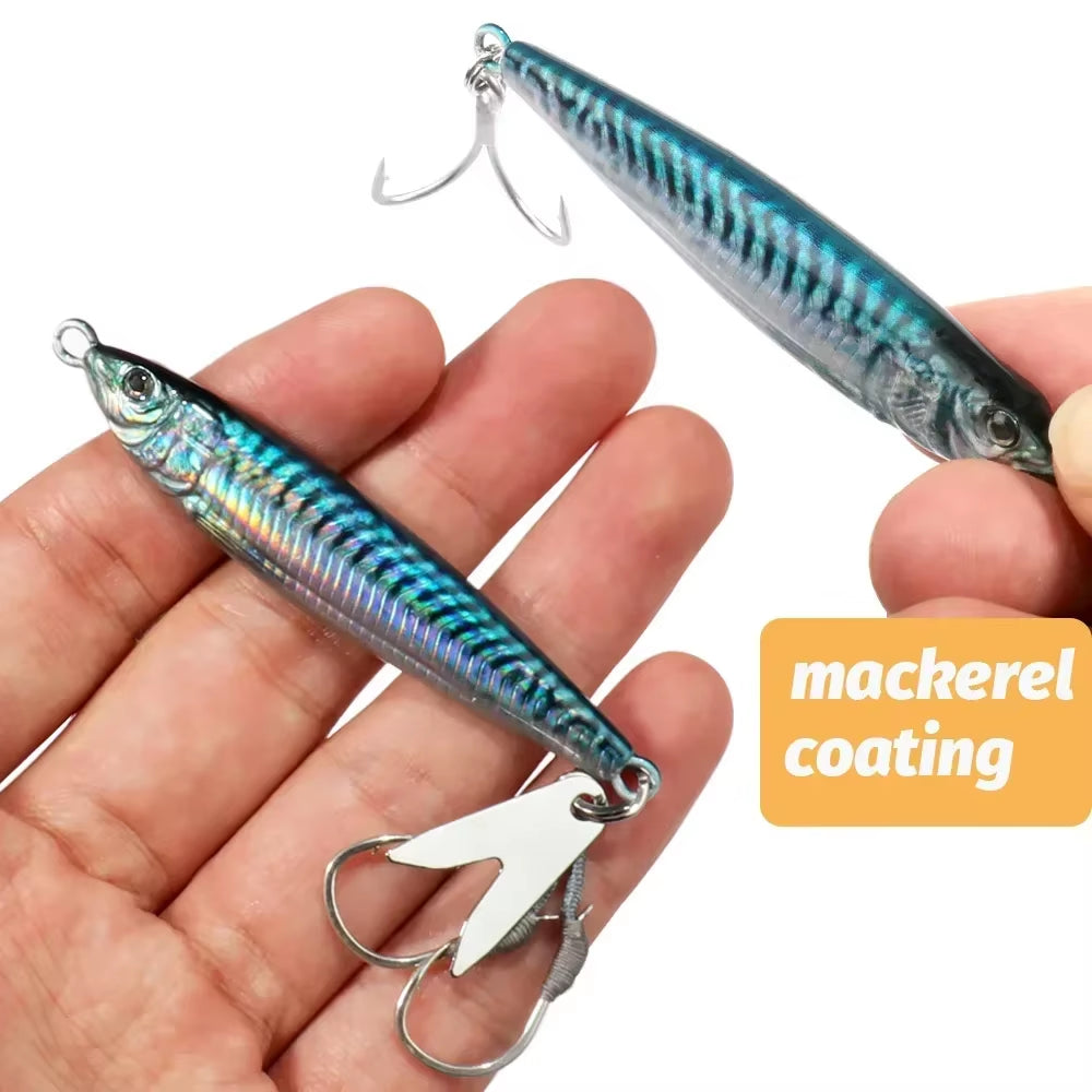 Metal Jig Bait 20G 30G 40G Spinner Sinking 3D Eye Color Laser Spinning Gear Luring Cast Fishing Tackle Blade Hook Pesca VIB Lure