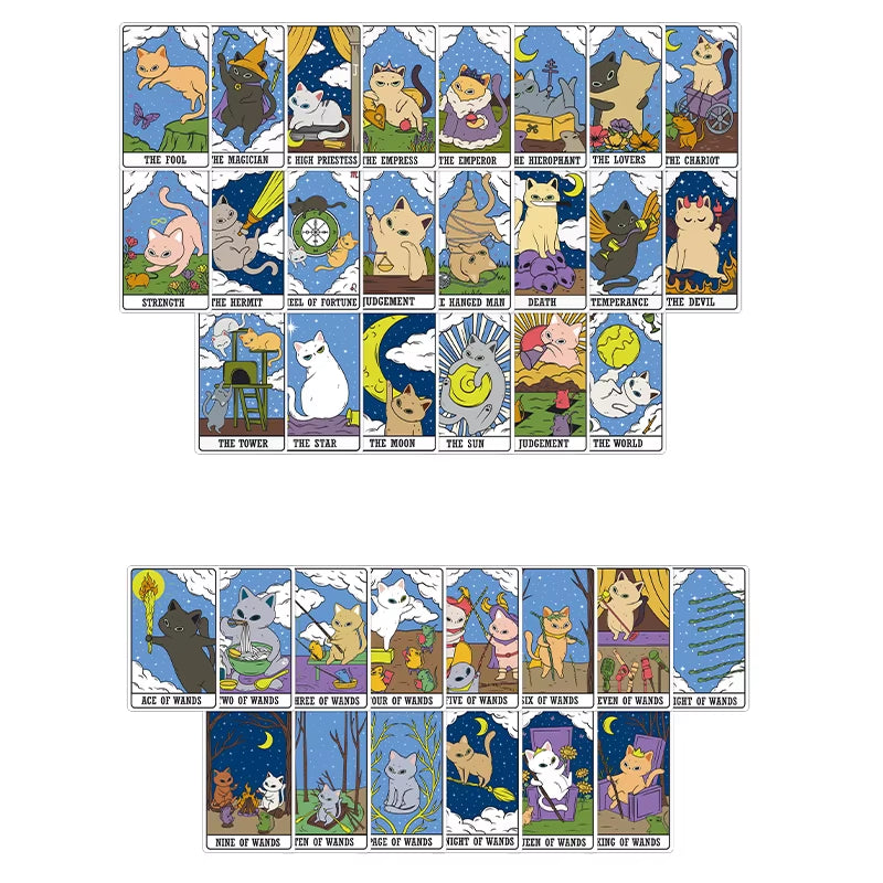 [] Leisurely Cat Tarot Cards, Playing Tarot Decks Cute Animal