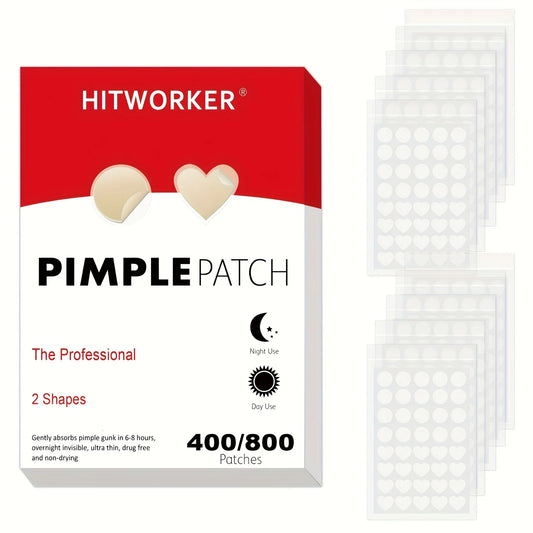 HITWORKER Hydrocolloid Acne Patches – 400/800pcs, Day & Night Use, Fragrance-Free