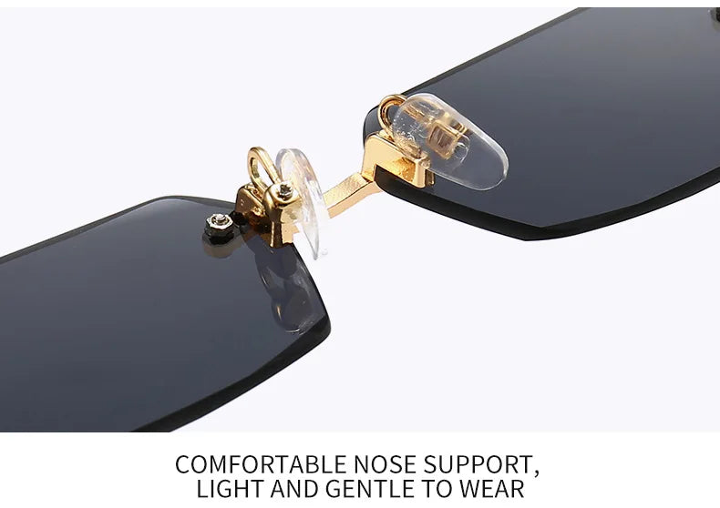 Rimless Rectangle Sunglasses – Trendy Small Square Shades for Men & Women