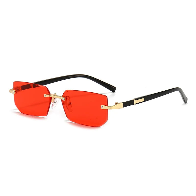 Rimless Rectangle Sunglasses – Trendy Small Square Shades for Men & Women