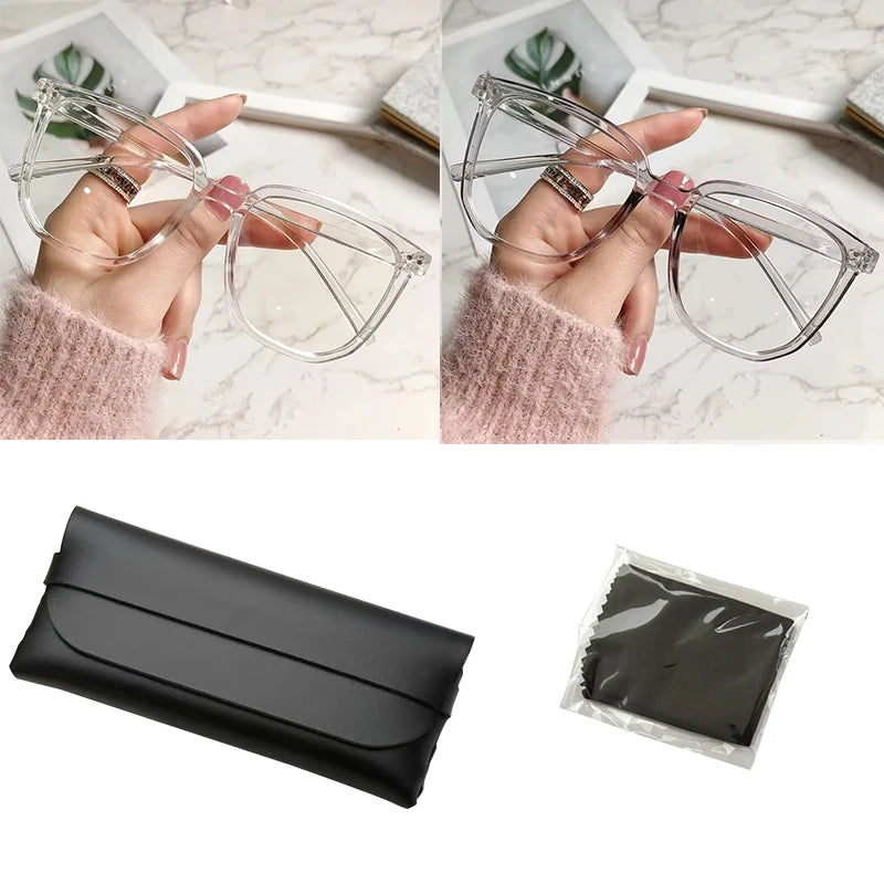 Retro Anti-Blue Light Glasses for Women – Stylish Flat Frame Eyewear