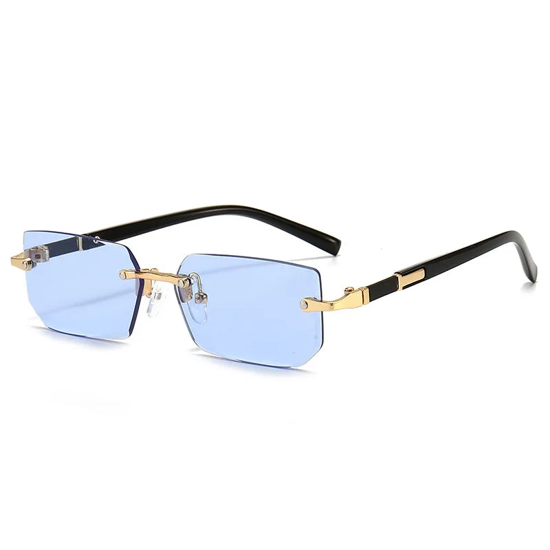 Rimless Rectangle Sunglasses – Trendy Small Square Shades for Men & Women