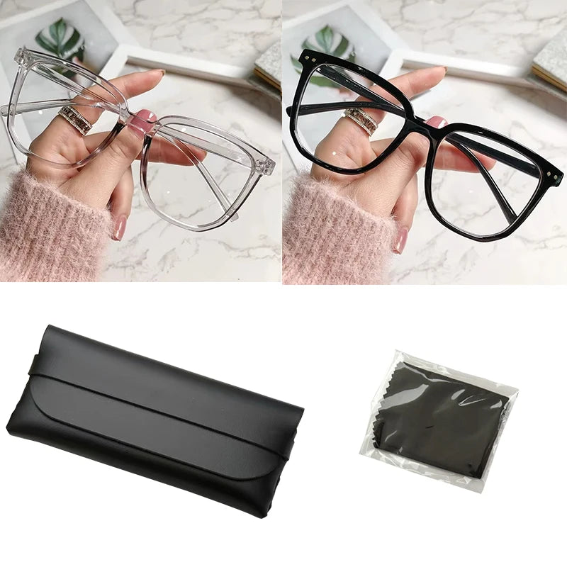 Retro Anti-Blue Light Glasses for Women – Stylish Flat Frame Eyewear