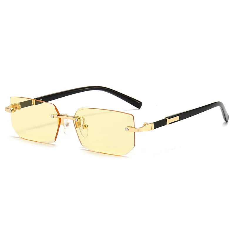 Rimless Rectangle Sunglasses – Trendy Small Square Shades for Men & Women