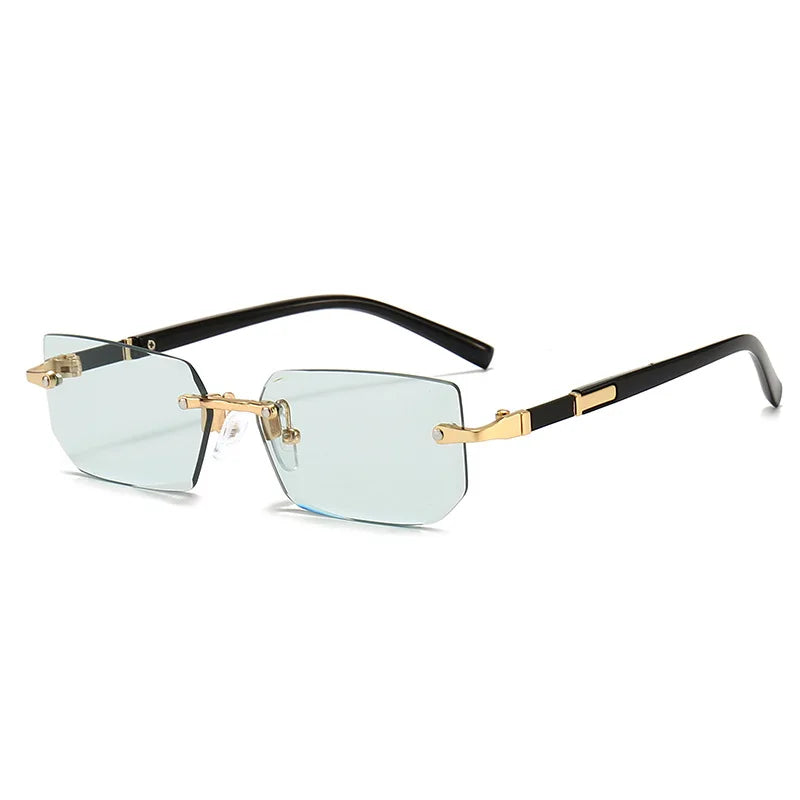 Rimless Rectangle Sunglasses – Trendy Small Square Shades for Men & Women