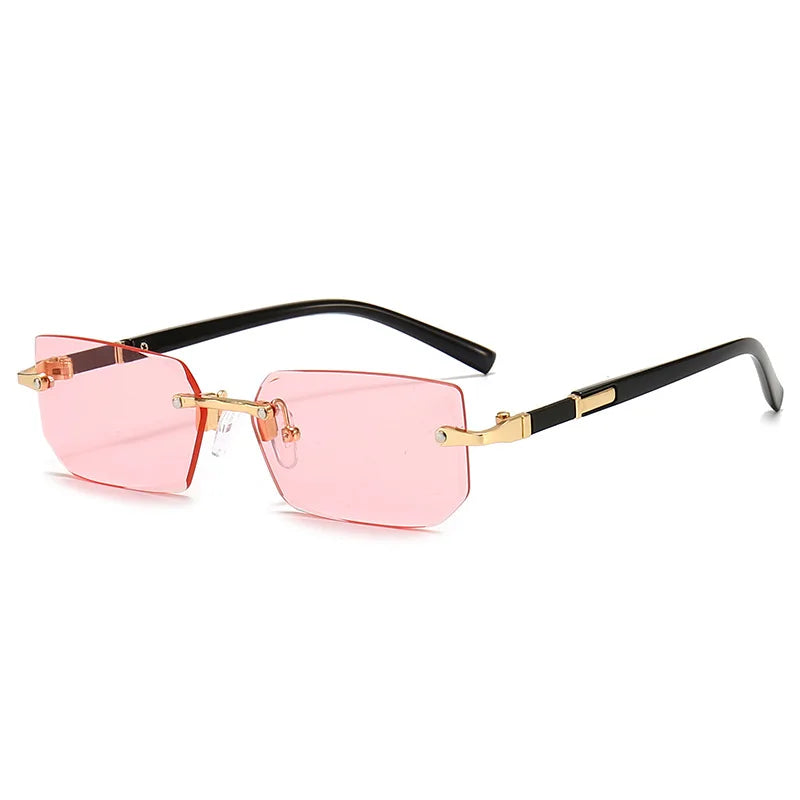 Rimless Rectangle Sunglasses – Trendy Small Square Shades for Men & Women