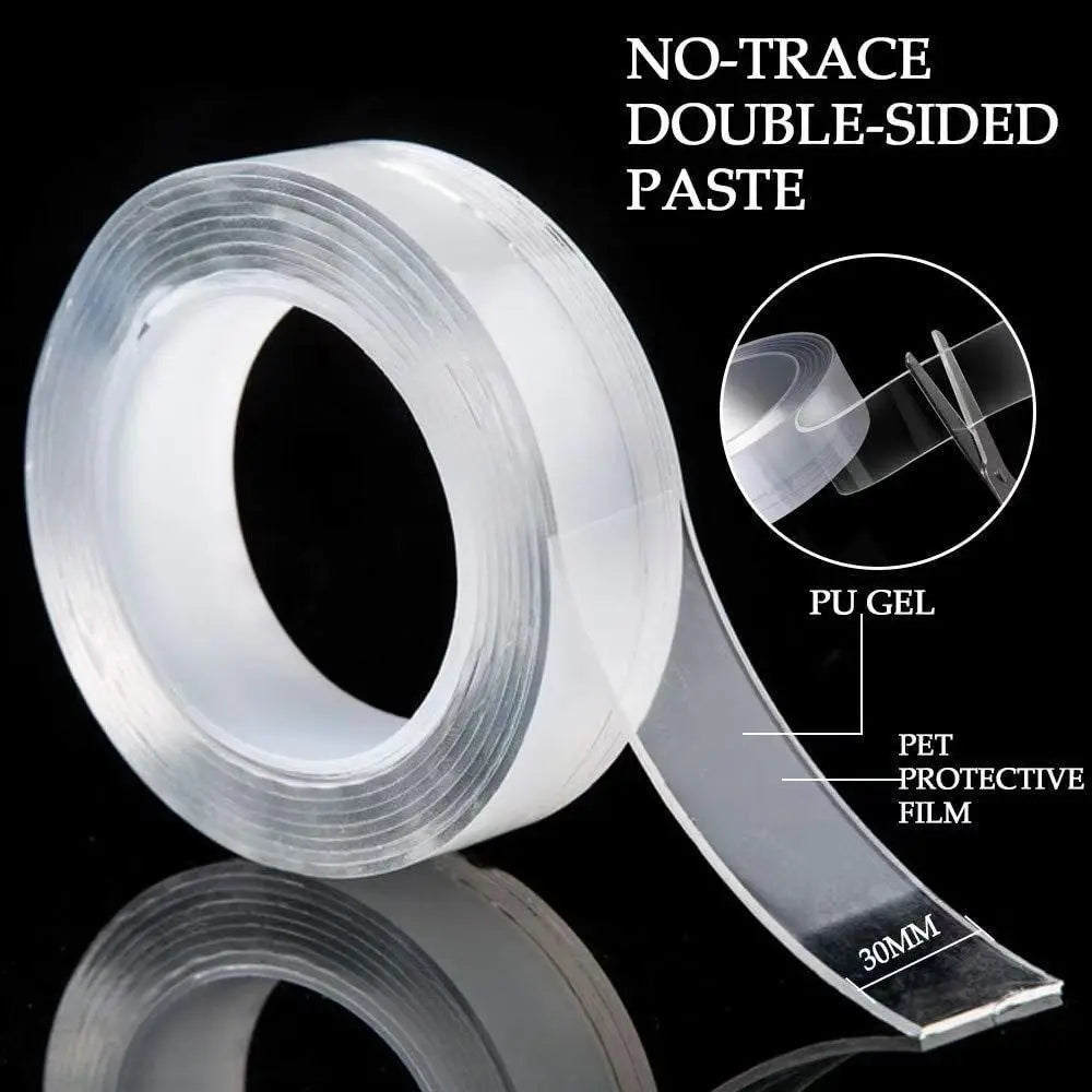 Nano Double-Sided Gel Tape – Transparent, Traceless & Reusable Adhesive Strip