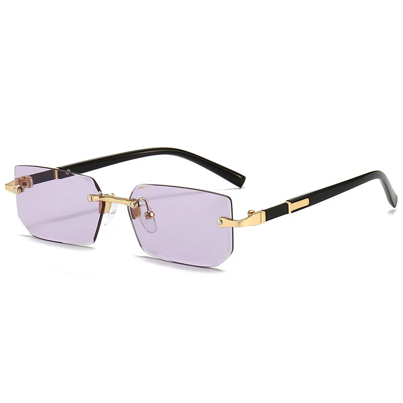 Rimless Rectangle Sunglasses – Trendy Small Square Shades for Men & Women