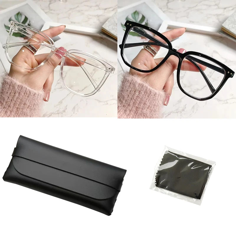 Retro Anti-Blue Light Glasses for Women – Stylish Flat Frame Eyewear