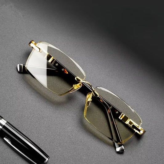 Men Reading Glasses Business Presbyopia Glasses Natural Metal Material Glasses Unisex
