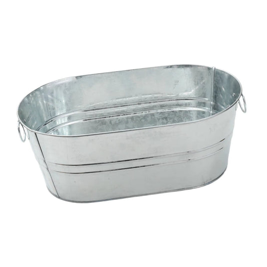 Ice Bucket Galvanized Tub Portable for Parties, Tin with Handle, Rustic, Beer