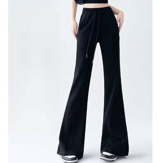 Women Drawstring Flare Pants Casual Matching Sportswear New in Lady Leggings & Wide Leg Pants Boot Cut Long Trousers Streetwear